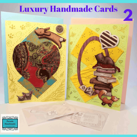 Luxury Handmade Card 2 Pack - Books and Hearts - Parade Handmade