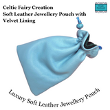 Soft Leather Jewellery Pouch in light blue with plush velvet Lining by Celtic Fairy Creations - Parade Handmade