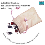 Soft Leather Jewellery Pouch in pink with plush velvet Lining by Celtic Fairy Creations - Parade Handmade