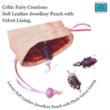 Soft Leather Jewellery Pouch in pink with plush velvet Lining by Celtic Fairy Creations - Parade Handmade