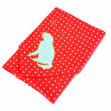 Handmade Red with White Polka-dots Boho Bandana with Appliqued Turquoise Love Cats Design - Parade Handmade