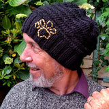 Slouchy Berets for men who love animals or nature details - Paw - Black - Parade Handmade 