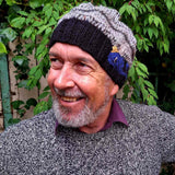 Slouchy Berets for men who love animals or nature details - Whale - Black and Grey - Parade Handmade 