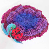 Deep coloured purples Creature Beret Hat for women - flower and ladybird applique - Slouchy Berets collection - Parade Handmade