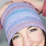 Hues of Turquoise and Lilac Woolen Hat, Med/Lge, Seamless, 60% Wool, by Shoreline - Parade Handmade