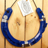 Blue Recycled Iron Horseshoe Key Rack with Silver Wire Spirals, 16.75 x 15cm, by Liffey Forge - Parade Handmade