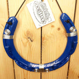 Blue Recycled Iron Horseshoe Key Rack with Silver Wire Spirals, 16.75 x 15cm, by Liffey Forge - Parade Handmade