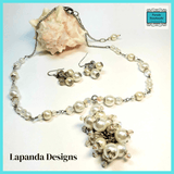 Faux Pearl Necklace and Earrings Set - Vintage Style Cluster Style by Lapanda Designs - Parade Handmade