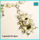 Faux Pearl Necklace and Earrings Set - Vintage Style Cluster Style by Lapanda Designs - Parade Handmade