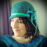 Felt Hat. Green/Turquoise Sparkly Sheen, Multi-size, By Parade - Parade Handmade