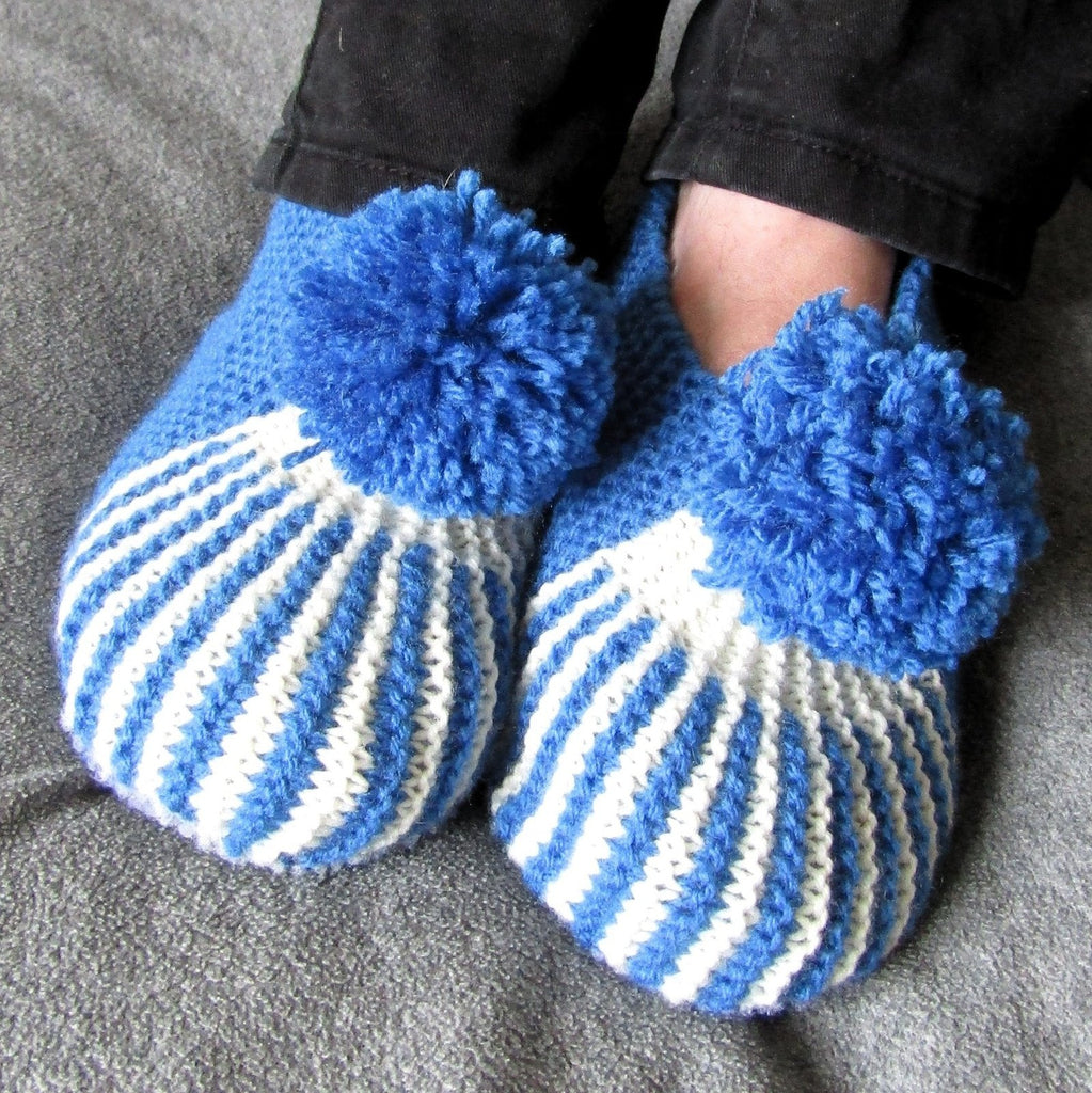 Blue and cheap white slippers